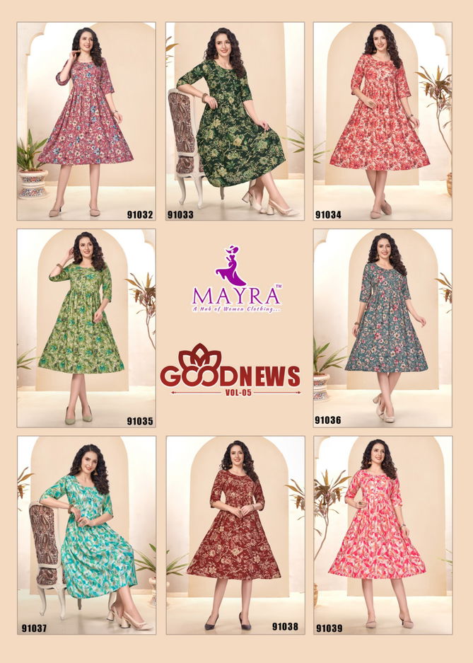 Good News Vol 5 By Mayra Feeding Printed Kurtis Wholesale Price In Surat
